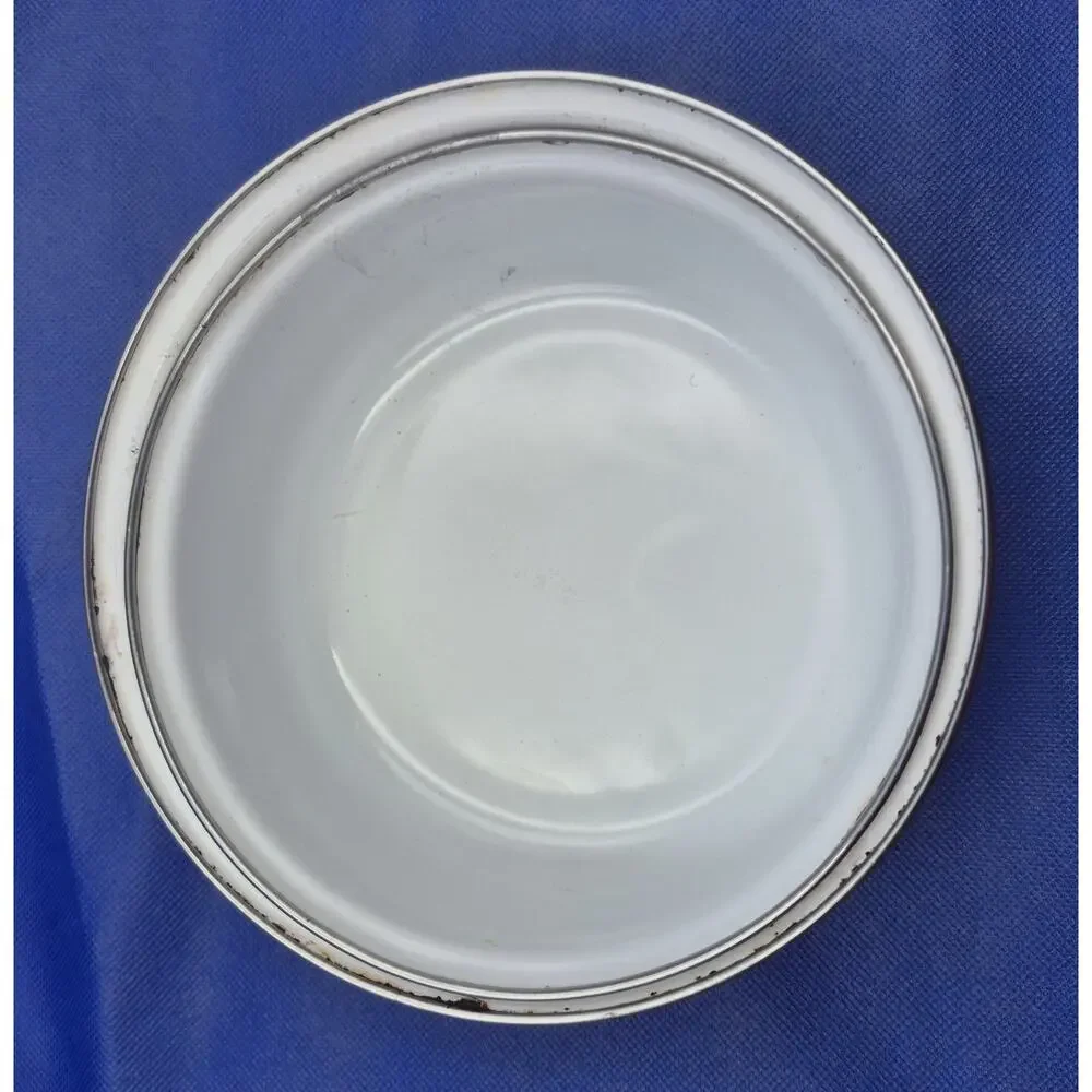 Vintage 1970s Floral Enamel Nesting Bowls Silver Rim Set of Two 6.5